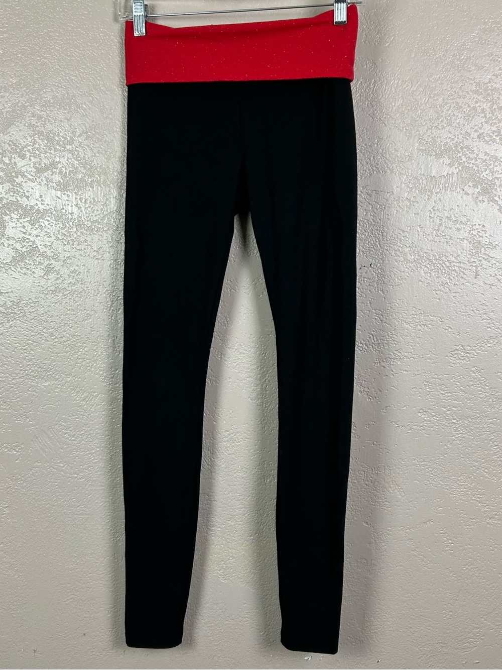 Choose 5 for $30 PINK Victoria's Secret Black Leggings with Red Fold-Over Waistb